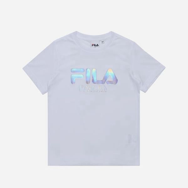 Camisetas Fila Menina Branco - Fila Prism Logo S/S Outlet Portugal,UVHG-32497